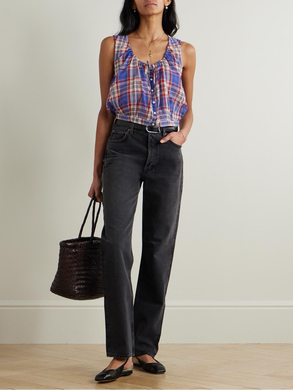 Doen Theo Plaid voile top
